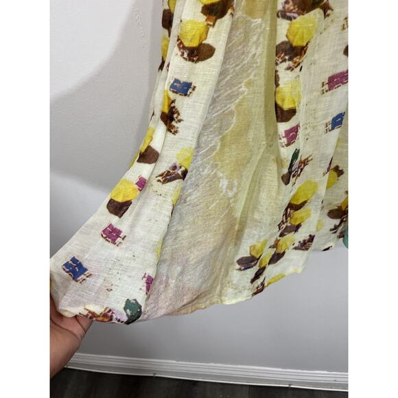 Whimsical Beach Dopamine Cottagecore Linen Blend Dress 4 Y2K Indie Sleaze Resort - Picture 6 of 16